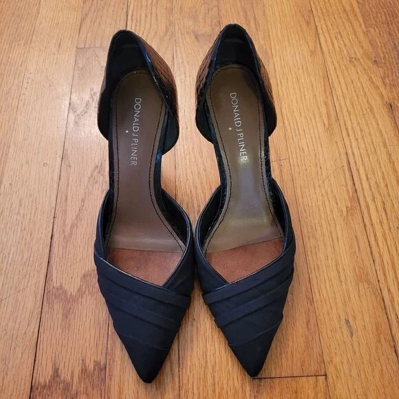 Donald J Pliner 7M Black‎ Pointed Toe Pumps Heels D'Orsay TRYNA - Picture 2 of 8